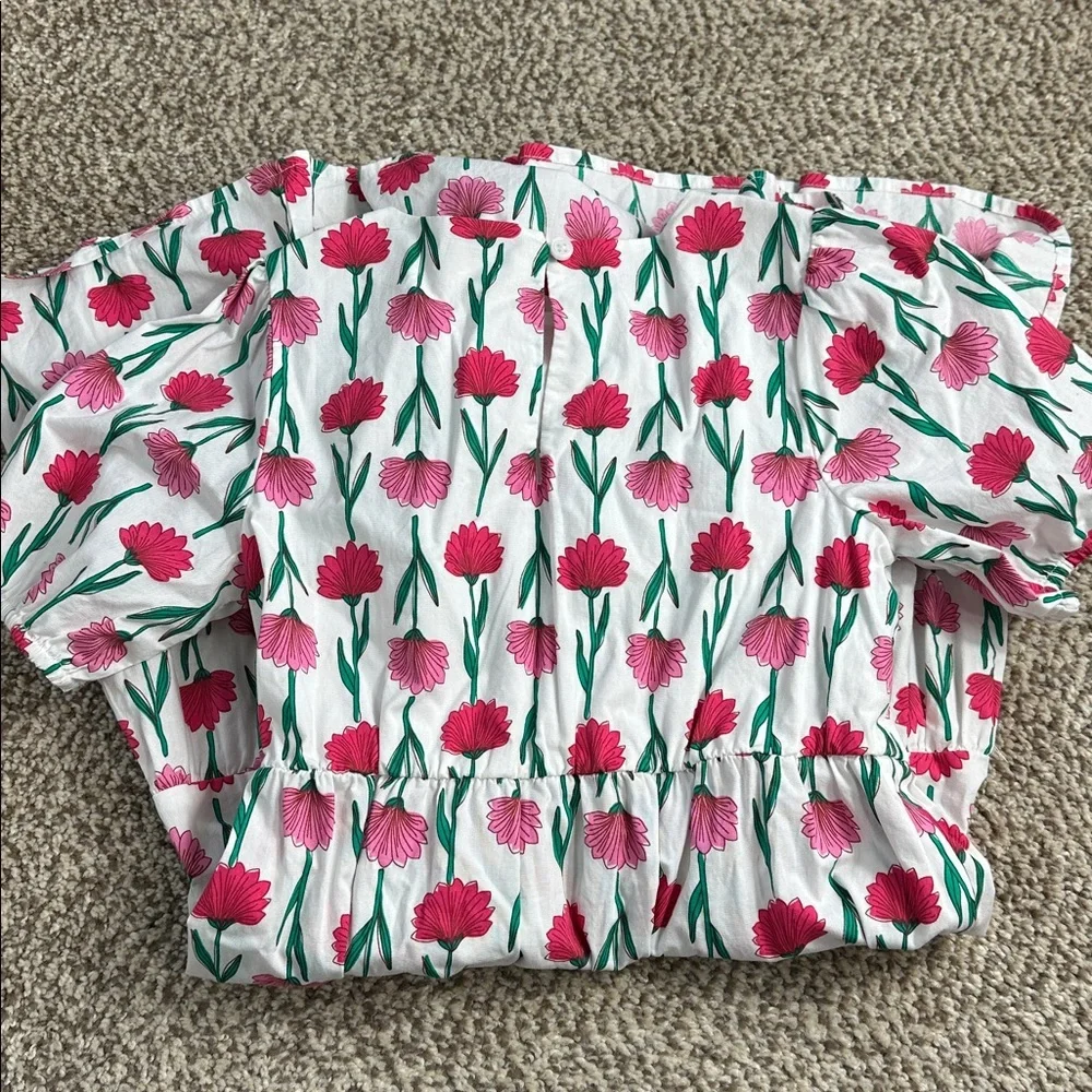 J Crew Crewcuts Pink and Green Floral Kids Dress
